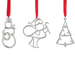 Assorted Mini Ornaments – Santa, Tree, Snowman (Set Of 3)*Nambé Clearance