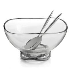 Braid Glass Salad Bowl W/ Servers*Nambé New
