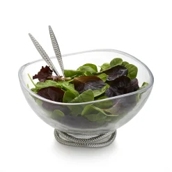 Braid Glass Salad Bowl W/ Servers*Nambé New