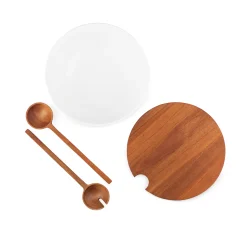 Duets Salad Bowl W/ Lid & Servers*Nambé Discount