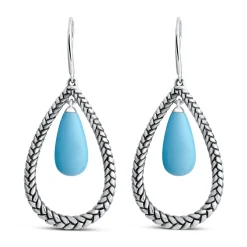 Marina Braid Silver Floating Pear Earrings*Nambé