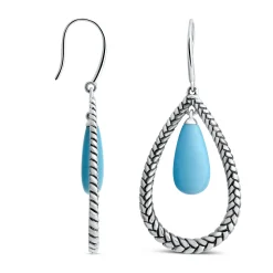 Marina Braid Silver Floating Pear Earrings*Nambé