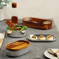 Oblong Nest Salad Bowl W/ Servers*Nambé