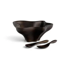 Oceana Coral Salad Bowl W/ Servers - Espresso*Nambé Sale