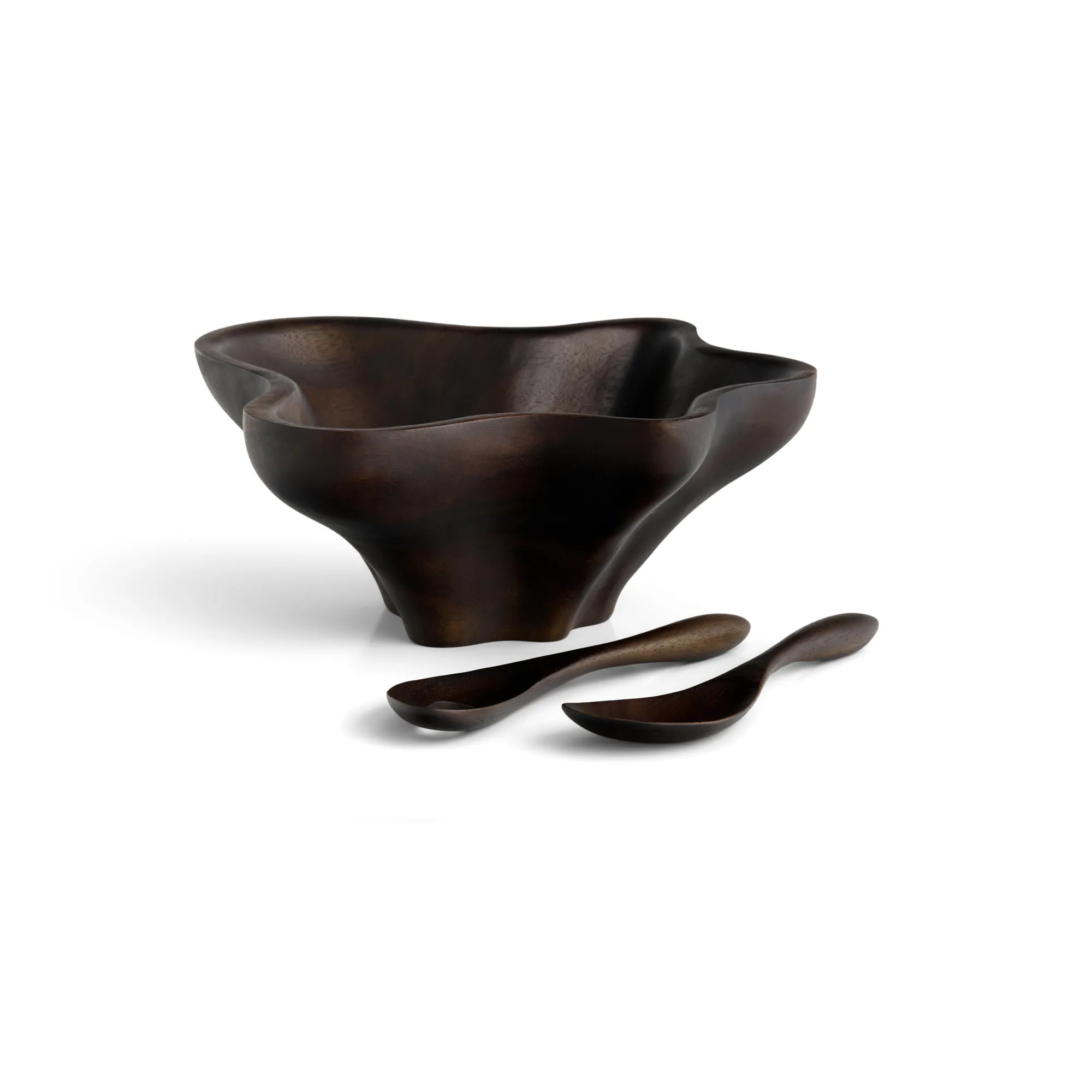 Oceana Coral Salad Bowl W/ Servers - Espresso*Nambé Sale