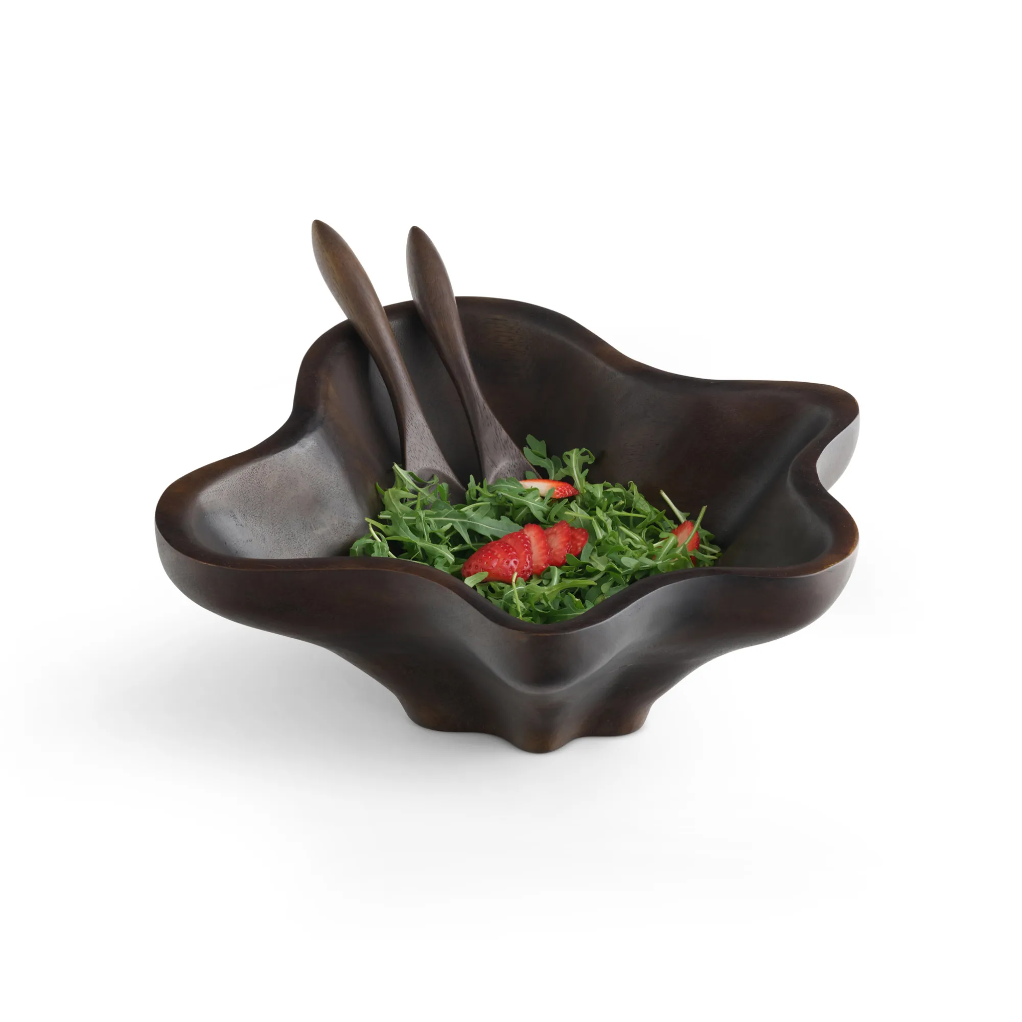 Oceana Coral Salad Bowl W/ Servers - Espresso*Nambé Sale