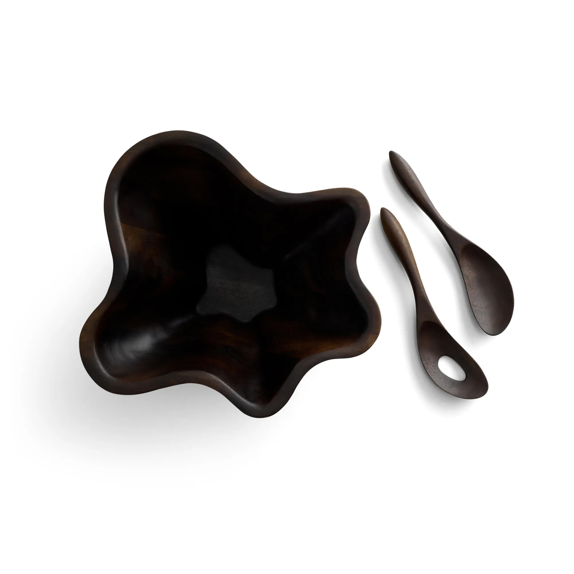 Oceana Coral Salad Bowl W/ Servers - Espresso*Nambé Sale