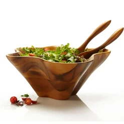 Oceana Coral Salad Bowl W/ Servers*Nambé Outlet
