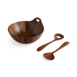Portables Wood Salad Bowl W/Servers*Nambé Online