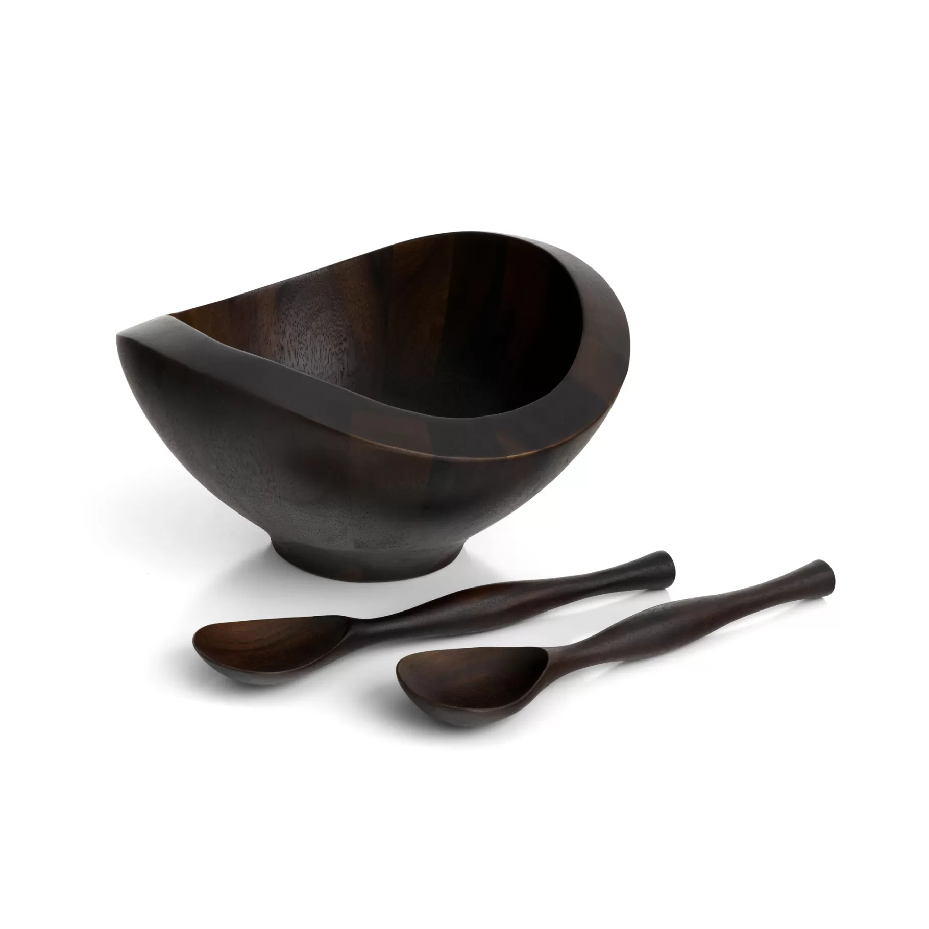 Cheap Bella Salad Bowl W/ Servers - Espresso Salad Bowls