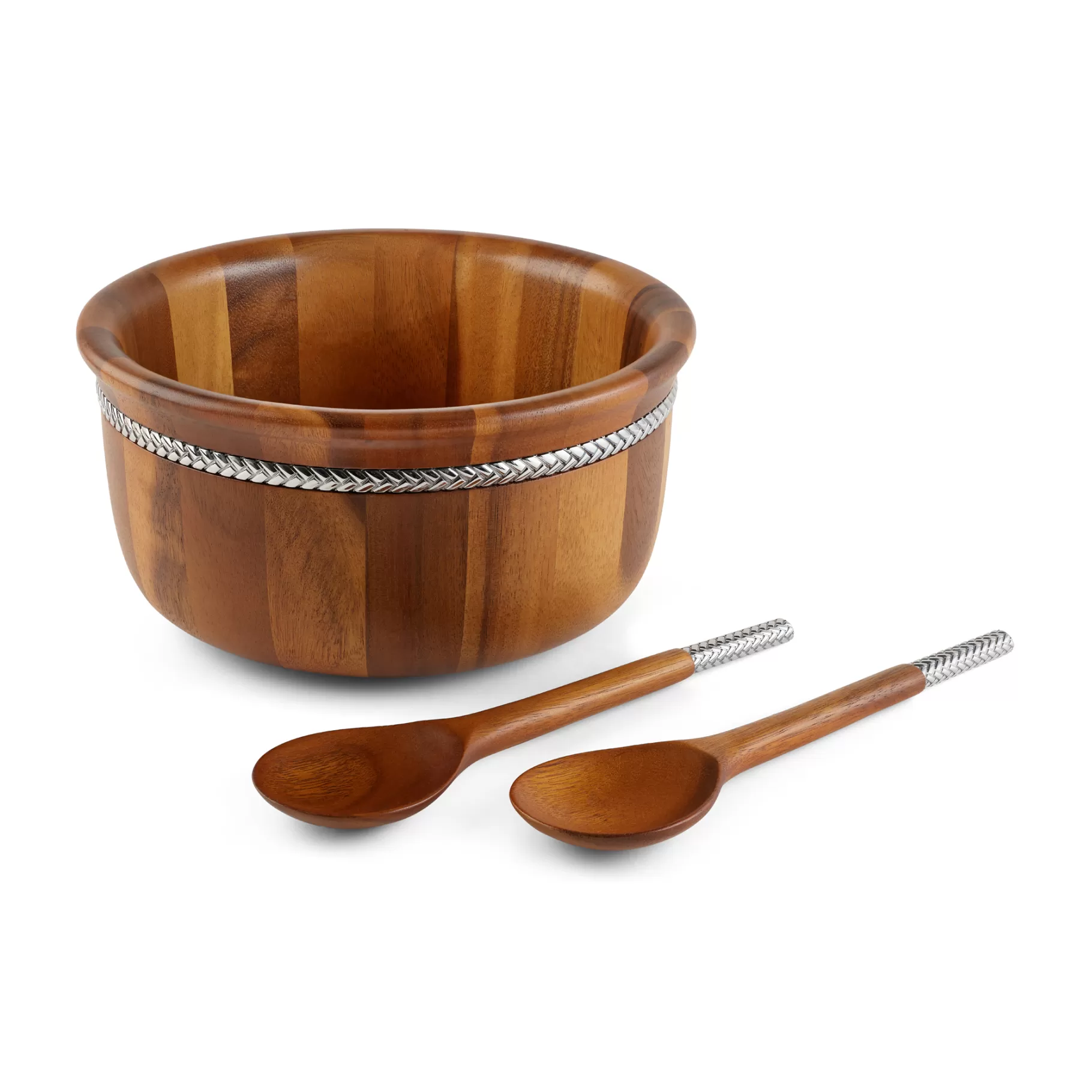 New Braid Round Salad Bowl W/ Servers Salad Bowls