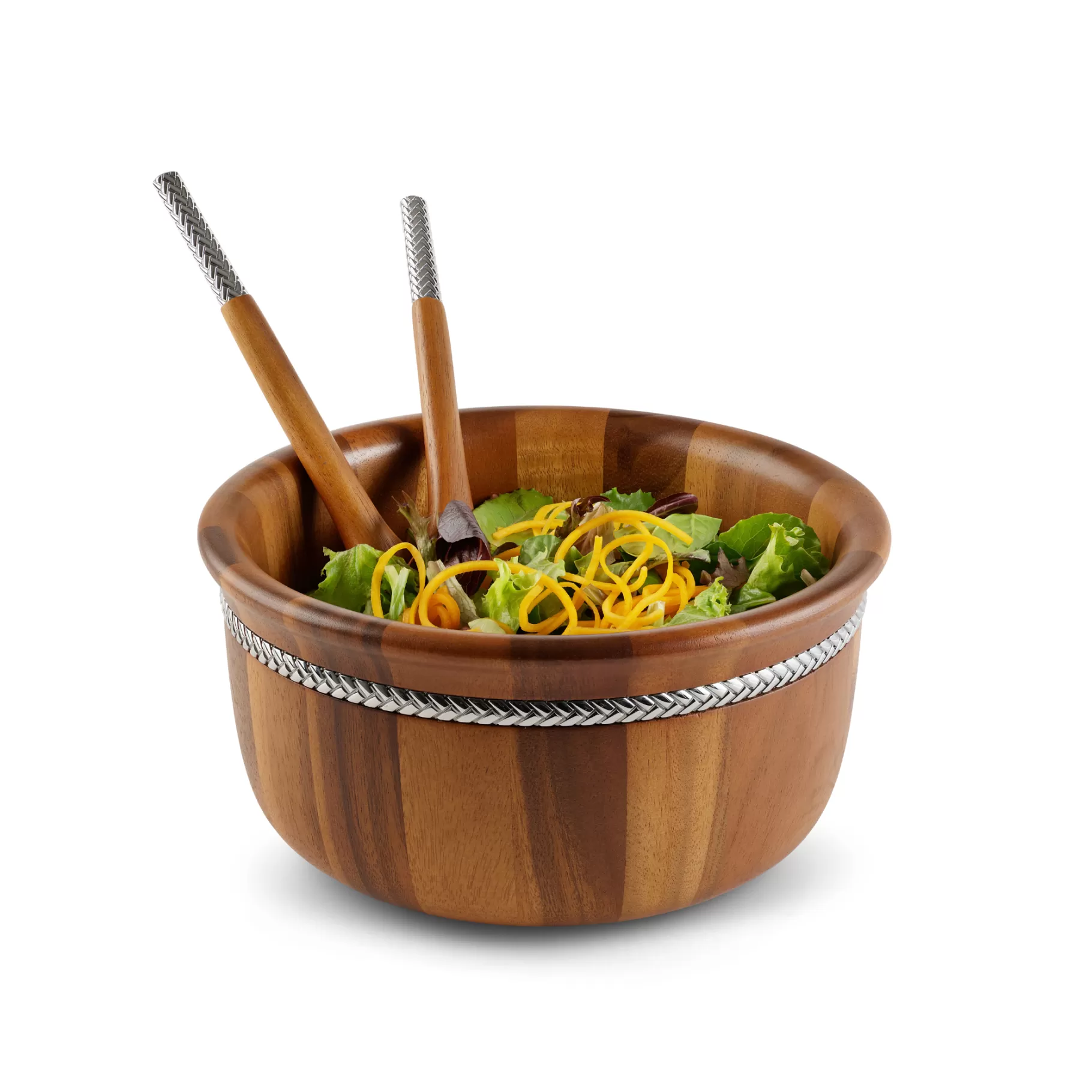 New Braid Round Salad Bowl W/ Servers Salad Bowls