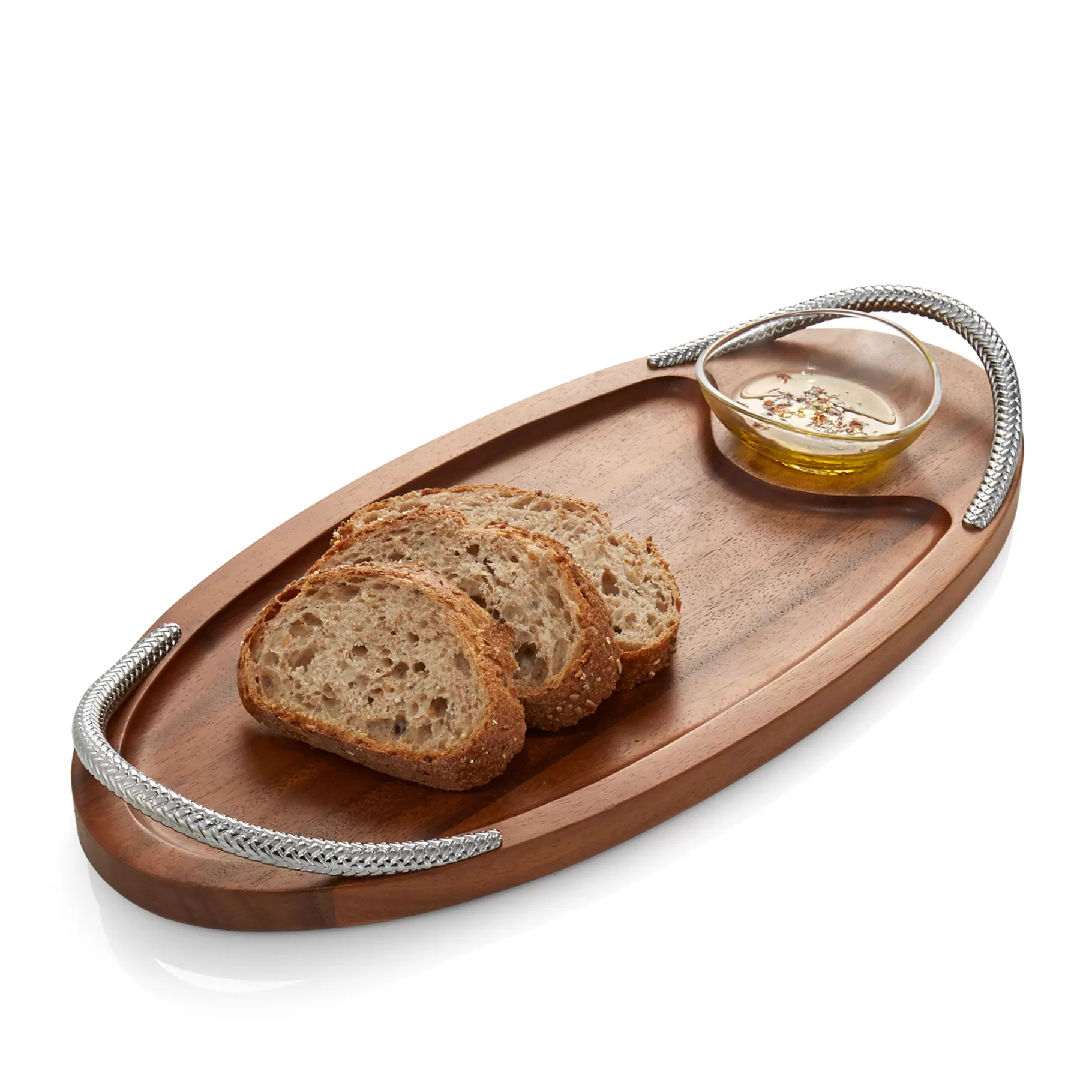 Store Braid Serving Board W/Dipping Dish - 18In. Trays & Platters