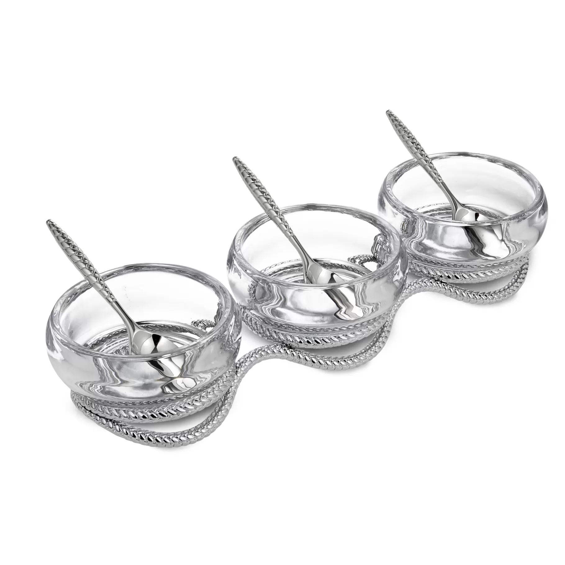 Cheap Braid Triple Condiment Set W/ Spoons Condiment And Nut