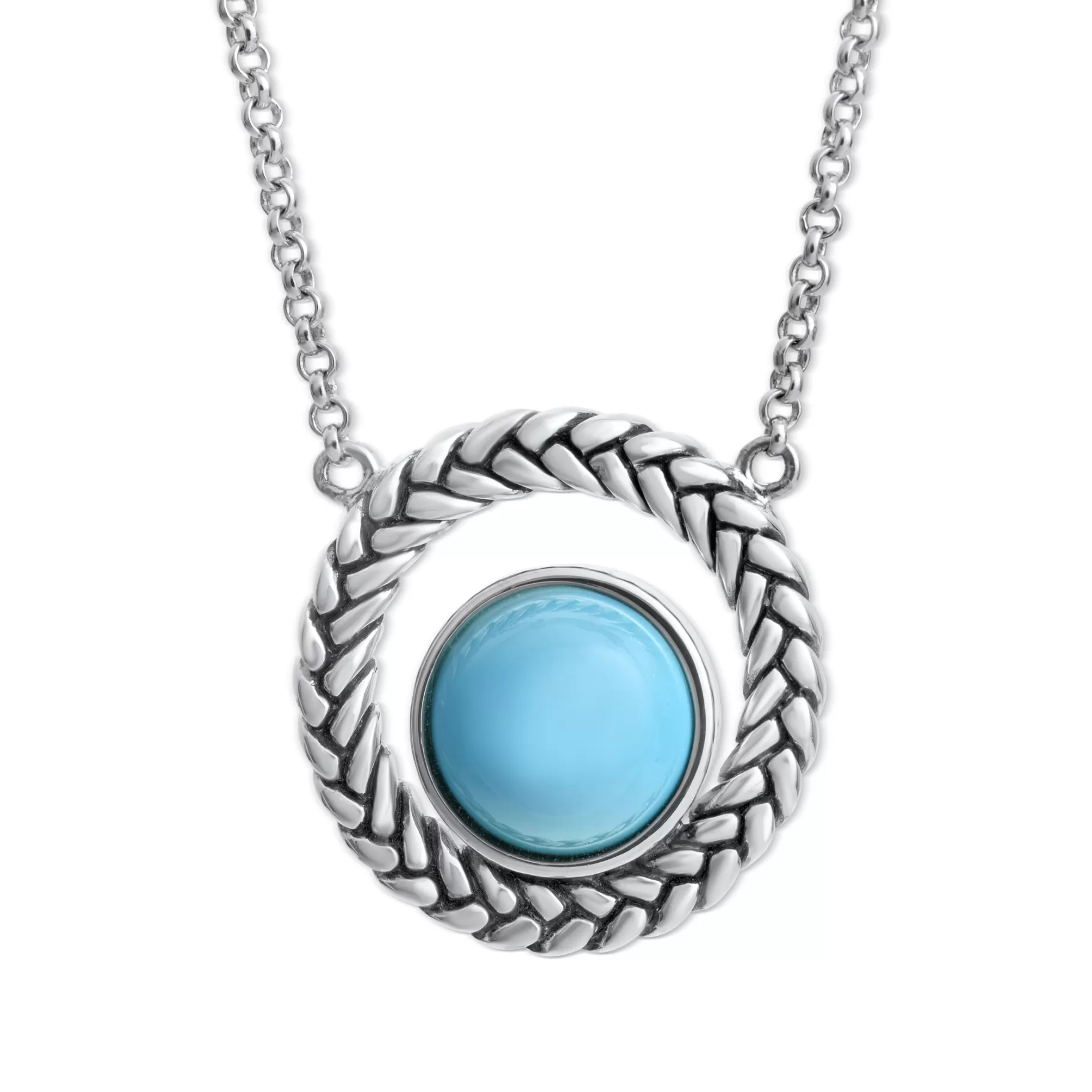 Best Marina Braid Silver Circle Pendant Womens Necklaces