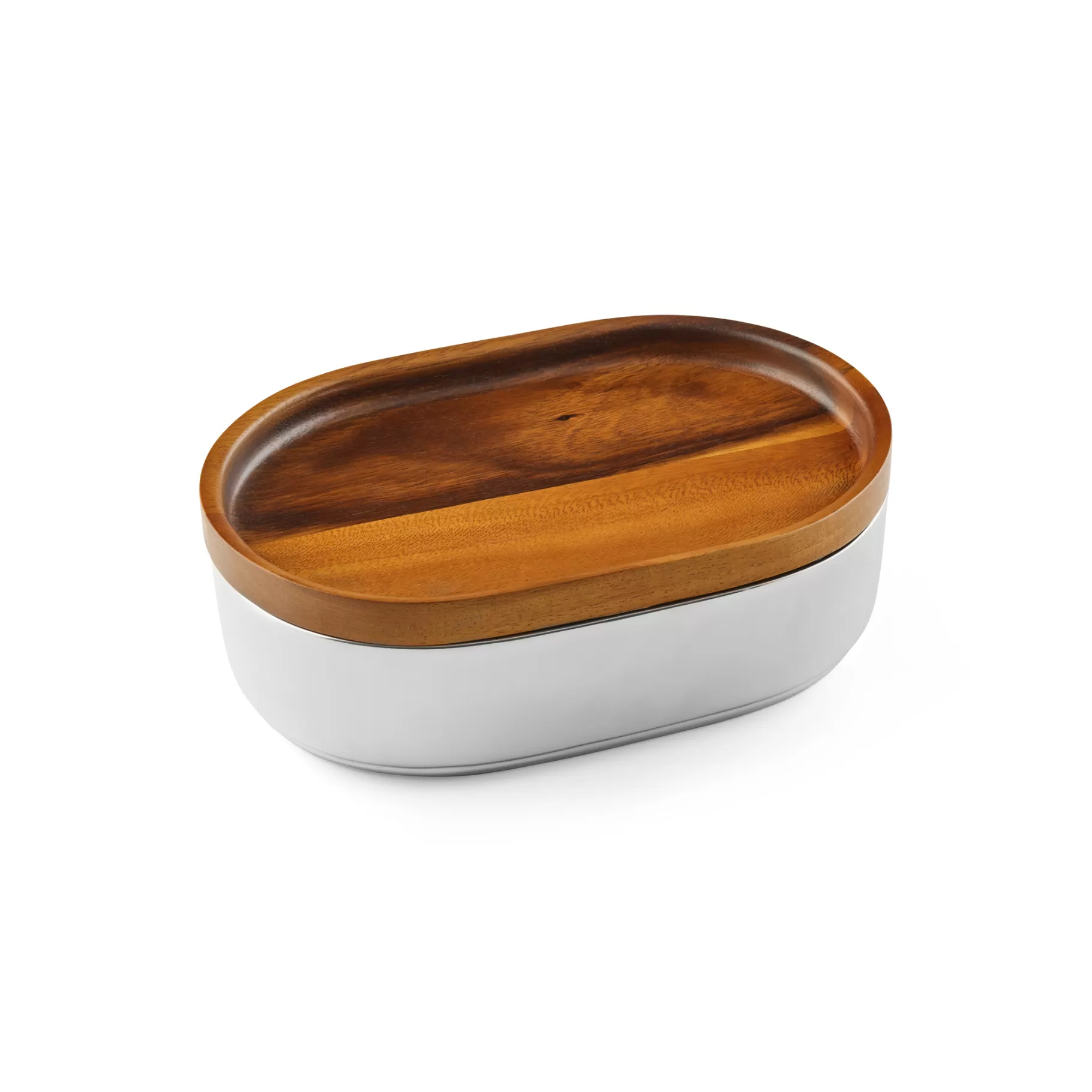 Discount Oblong Nest Bowl W/ Wood Lid Nambe Alloy Bowls